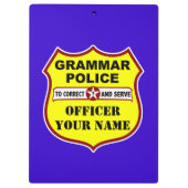 Grammatik-Polizei-kundengerechtes Klemmbrett (Rückseite)