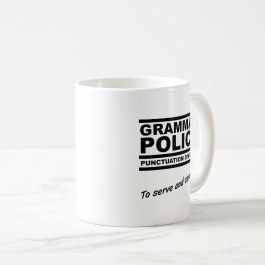 Grammatik-Polizei-lustige Tasse (VorderseiteRechts)