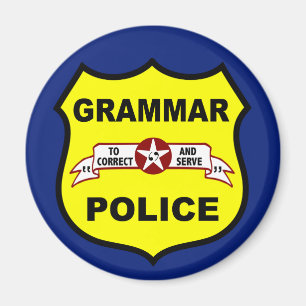 Grammatik-Polizei-runder Magnet