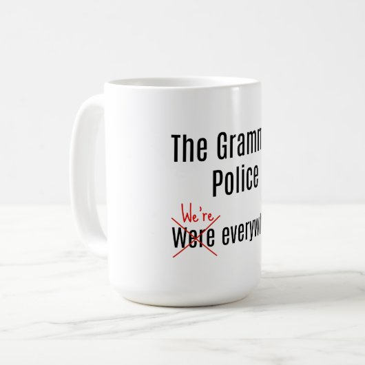 Grammatik-Polizei-Tasse Kaffeetasse (Vorderseite Links)
