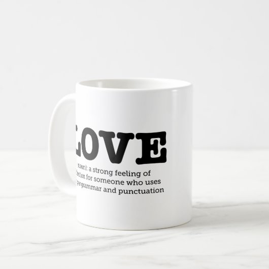 Grammatik-Tassen-Liebe-Definitions-englische Kaffeetasse (Vorderseite Links)