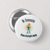 Grammatikfanatisches Superhero-Button Button (Vorne & Hinten)
