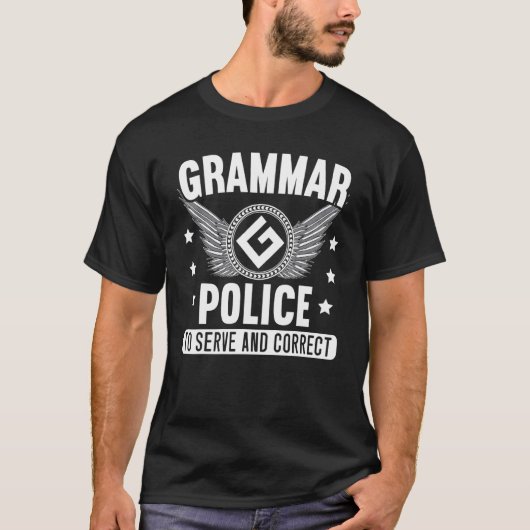 Grammatikpolizei für ein Grammatikstuff Literaturk T-Shirt (Vorderseite)