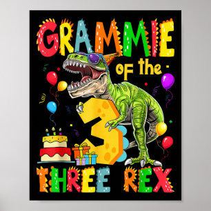 Grammie der drei Rex 3. Geburtstag Boy Dinosaurier Poster