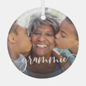 Grammie Grandma Script Overlay Ornament Aus Glas (Vorderseite)