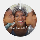 Grammie Grandma Script Overlay Ornament Aus Glas (Rückseite)