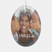 Grammie Grandma Script Overlay Ornament Aus Glas (Vorderseite links)