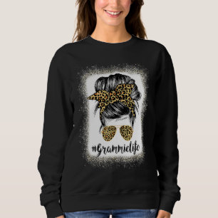 Grammie Life Leopard Messy Bun Women Moth Sweatshirt