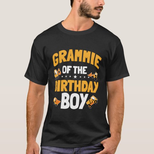 Grammie of the Birthday Boy Construction Worker Bd T-Shirt (Vorderseite)