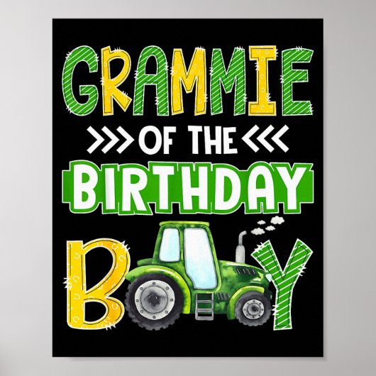 Grammie Of The Birthday Boy Tractors Farm Trucks F Poster (Vorne)
