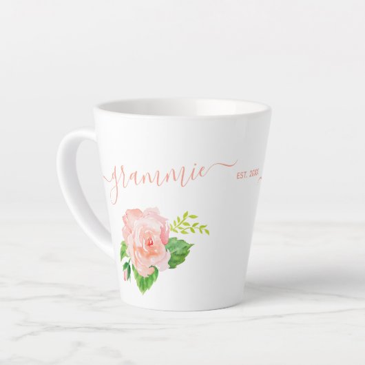 Grammie Wasserfarbene Rose Pfirsichkorn Pink Milchtasse (Linke Ecke)