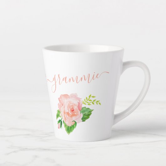 Grammie Wasserfarbene Rose Pfirsichkorn Pink Milchtasse (Rechts)