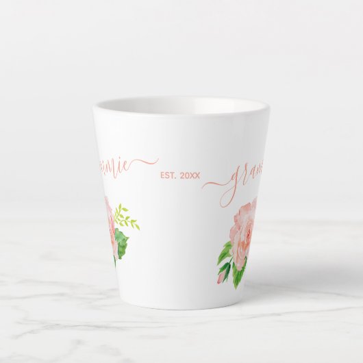 Grammie Wasserfarbene Rose Pfirsichkorn Pink Milchtasse (Vorderseite)