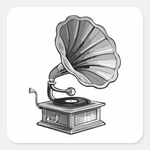 Grammophon Quadratischer Aufkleber