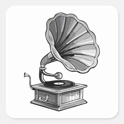 Grammophon Quadratischer Aufkleber (Vorderseite)