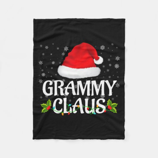 Grammy Claus Christmas Lights Santa Pajama Family Fleecedecke (Vorderseite)
