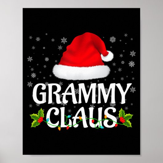 Grammy Claus Christmas Lights Santa Pajama Family Poster (Vorne)