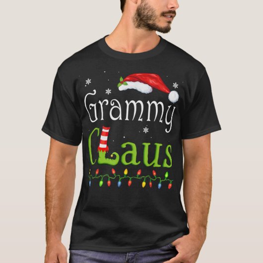 Grammy Claus Funny Family Santa Pajamas T-Shirt (Vorderseite)