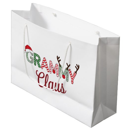 Grammy Claus Weihnachten Grandma Geschenk Xmas Große Geschenktüte (Vorderseite Schrägansicht)