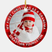 Grammy Claus Weihnachts-Foto Kariert Keramik Ornament (Hinten)