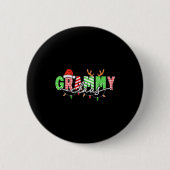 Grammy Claus Xmas Christmas Lights Pajama Family M Button (Vorderseite)