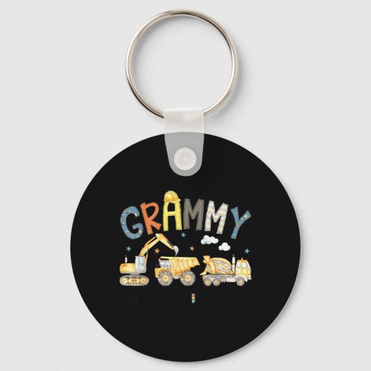 Grammy Construction Crew Bagger Geburtstagsjunge Schlüsselanhänger (Vorderseite)