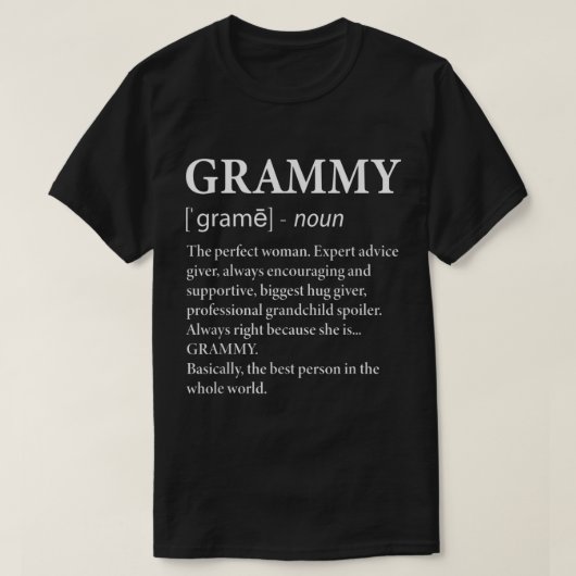 Grammy Definition Oma Funny Großmutter T-Shirt (Design vorne)