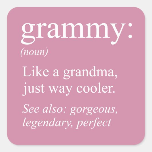 Grammy Definition, Oma, Nana Gift Button Quadratischer Aufkleber (Vorderseite)