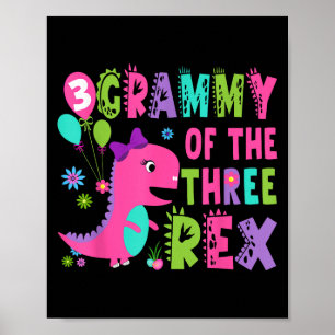 Grammy der drei Rex Dinosaurier T-rex 3. Birthda Poster