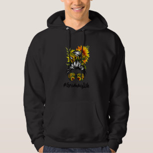 Grammy Life Messy Hair Bun Sonnenblume Frauen Mutt Hoodie