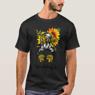 Grammy Life Messy Hair Bun Sonnenblume Frauen Mutt T-Shirt