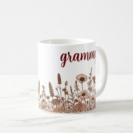 Grammy Modernes Blumendesign Kaffeetasse (VorderseiteRechts)