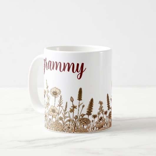 Grammy Modernes Blumendesign Kaffeetasse (Vorderseite Links)