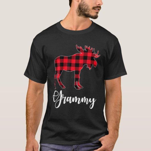 Grammy Moose Buffalo Plaid Red Christmas Pajama Fa T-Shirt (Vorderseite)
