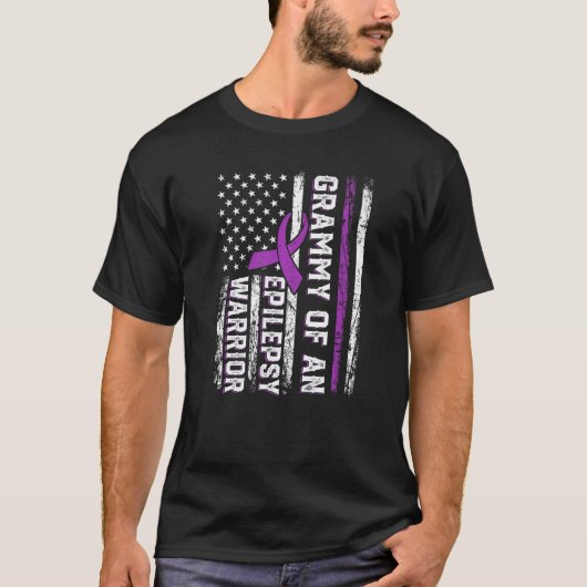Grammy of a Warrior Epilepsy Purple Ribbon Support T-Shirt (Vorderseite)