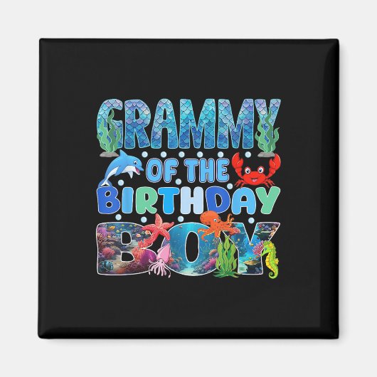 Grammy of the Birthday Boy Aquarium Sea Animals Magnet (Vorne)