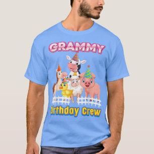 Grammy Of The Birthday Crew Farmer Farm Animals Ma T-Shirt