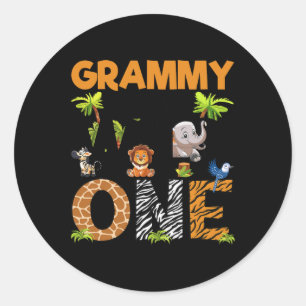 Grammy of the Birthday Wild One Safari Boy Family Runder Aufkleber
