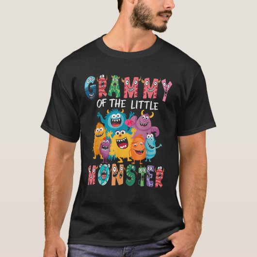 Grammy Of The Little Monster Kids 1St Birthday Par T-Shirt (Vorderseite)