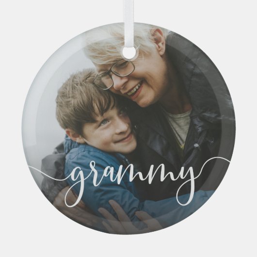 Grammy Oma Script Overlay Ornament Aus Glas (Vorderseite)
