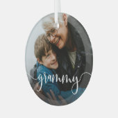 Grammy Oma Script Overlay Ornament Aus Glas (Vorderseite links)