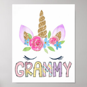 Grammy Unicorn Floral Geburtstagskind Girl Family Poster