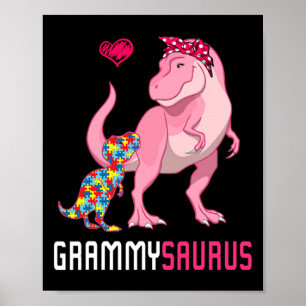 Grammysaurus Autismus-Bewusstsein Grammy Saurus Fa Poster