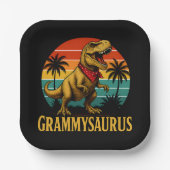 Grammysaurus T Rex Dinosaur Grammy Mütter Tag Pappteller (Vorderseite)