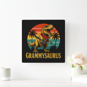 Grammysaurus T Rex Dinosaur Grammy Mütter Tag Quadratische Wanduhr