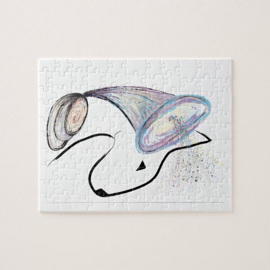 Gramophon Bull Terrier Musik Originale Kunst Puzzle (Horizontal)