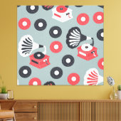 Gramophon Hand Gezeichnet Seamless Art Leinwanddruck (Insitu (Wohnzimmer))