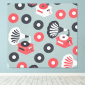 Gramophon Hand Gezeichnet Seamless Art Leinwanddruck (Insitu (Holzboden))