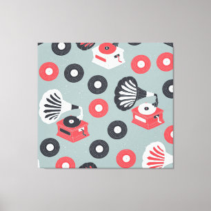 Gramophon Hand Gezeichnet Seamless Art Leinwanddruck