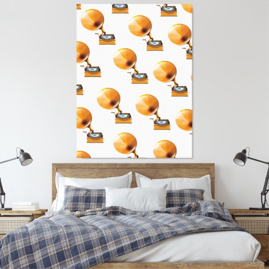 Gramophon Record Pattern. Leinwanddruck (Insitu (Schlafzimmer))